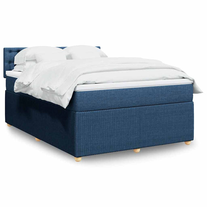 Pat box spring cu saltea, albastru, 140x200 cm, textil - WALTI WALTI