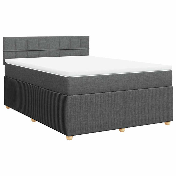 Pat box spring cu saltea, gri închis, 140x200 cm, textil - WALTI WALTI