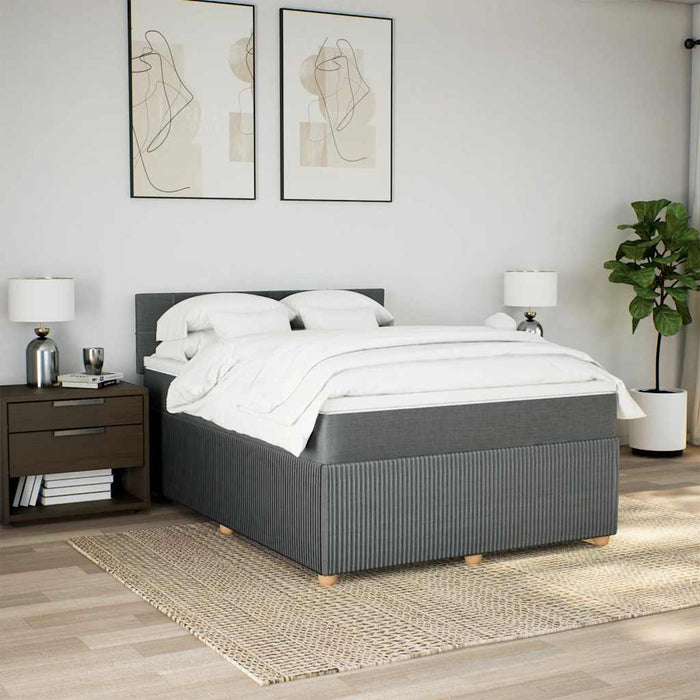 Pat box spring cu saltea, gri închis, 140x200 cm, textil - WALTI WALTI