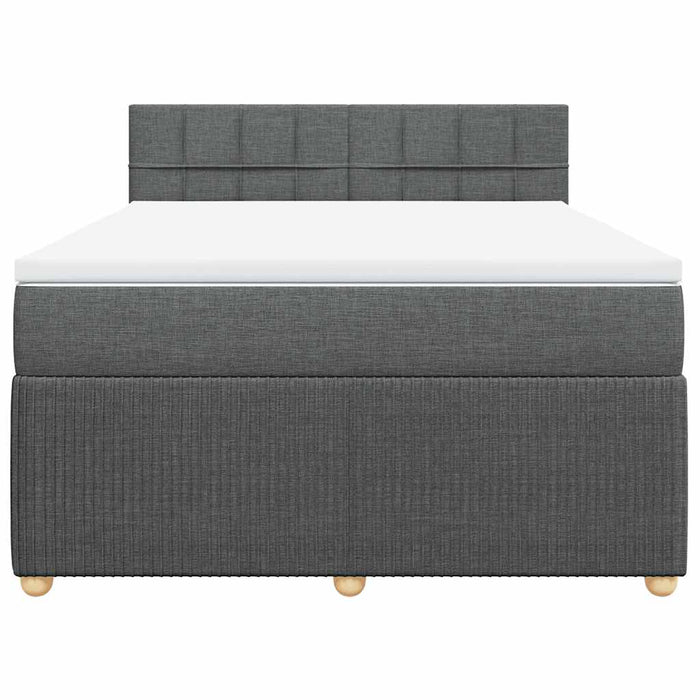 Pat box spring cu saltea, gri închis, 140x200 cm, textil - WALTI WALTI