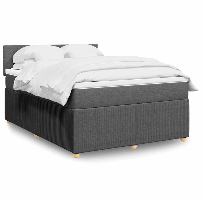 Pat box spring cu saltea, gri închis, 140x200 cm, textil - WALTI WALTI