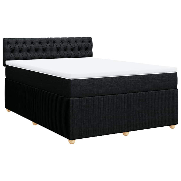 Pat box spring cu saltea, negru, 140x200 cm, textil - WALTI WALTI