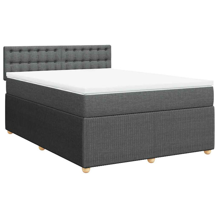 Pat box spring cu saltea, gri închis, 140x200 cm, textil - WALTI WALTI