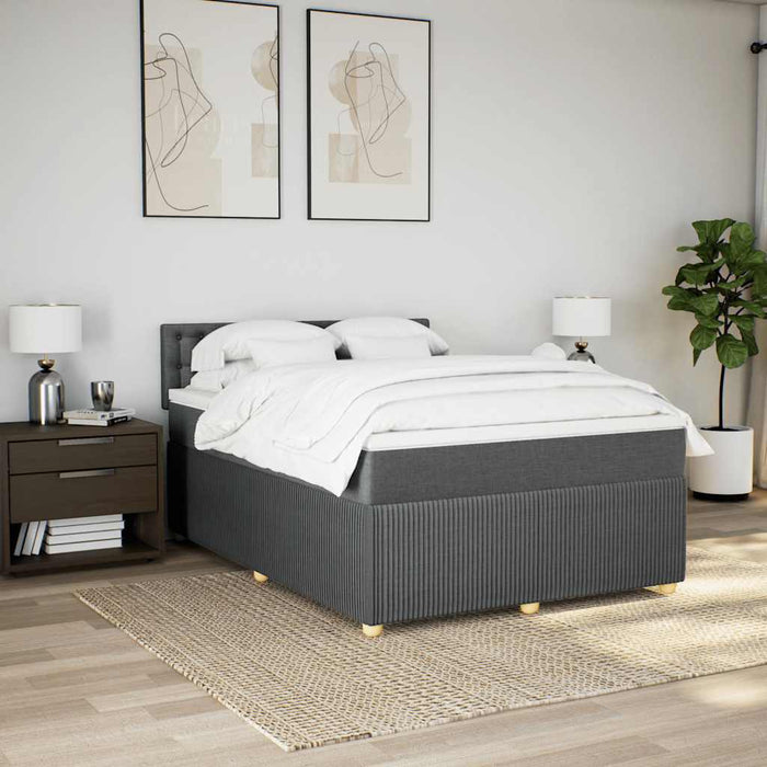Pat box spring cu saltea, gri închis, 140x200 cm, textil - WALTI WALTI