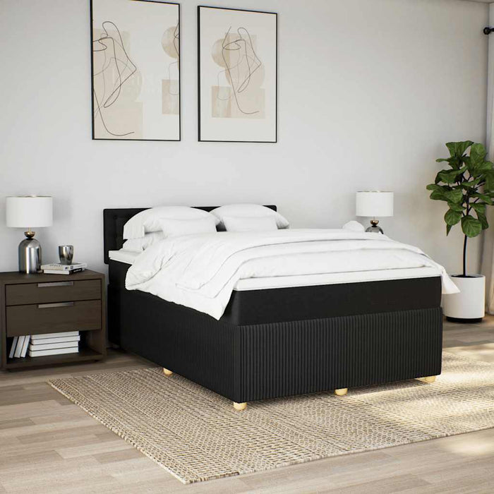 Pat box spring cu saltea, negru, 140x200 cm, textil - WALTI WALTI