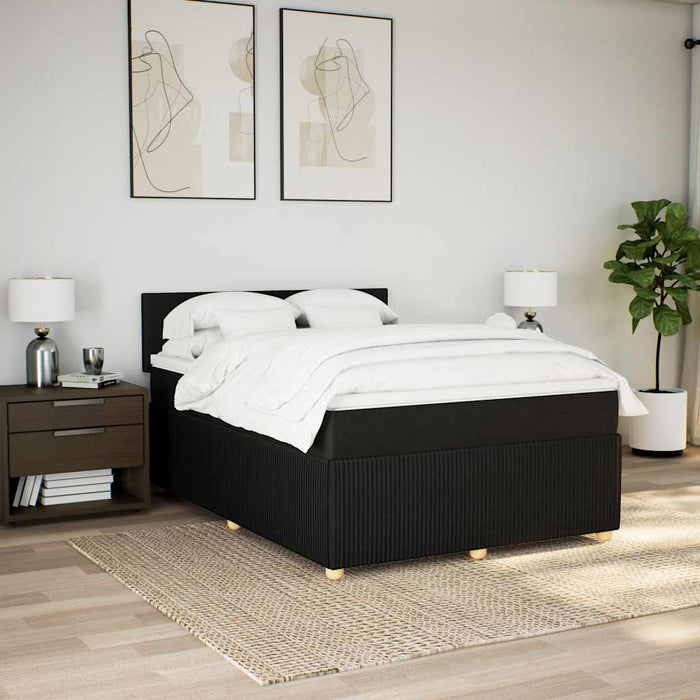 Pat box spring cu saltea, negru, 160x200 cm, textil - WALTI WALTI