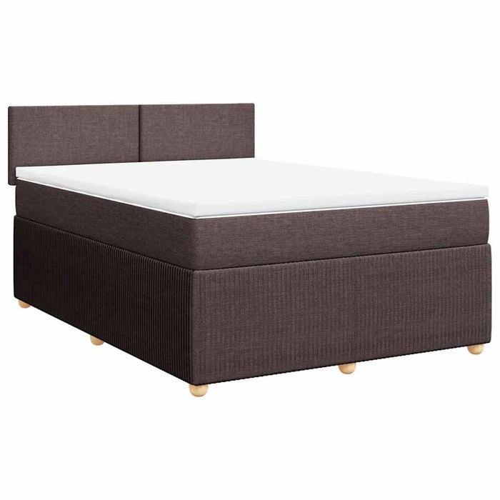 Pat box spring cu saltea, maro închis, 160x200 cm, textil WALTI