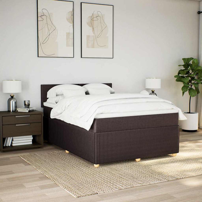 Pat box spring cu saltea, maro închis, 160x200 cm, textil WALTI