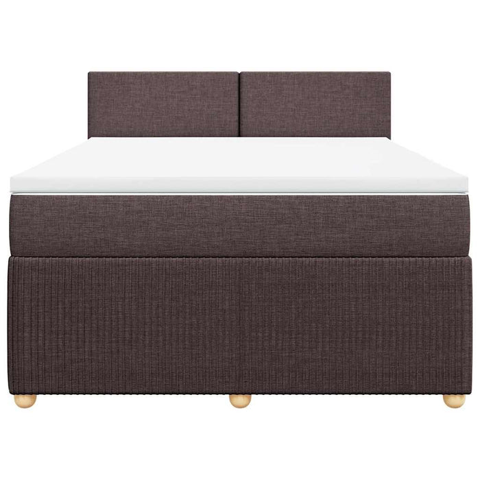 Pat box spring cu saltea, maro închis, 160x200 cm, textil WALTI