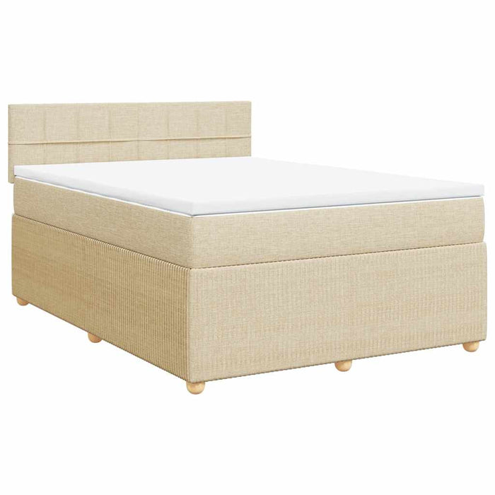 Pat box spring cu saltea, crem, 160x200 cm, material textil - WALTI WALTI