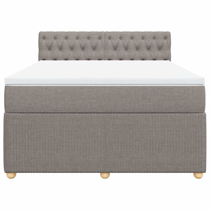 Pat box spring cu saltea, gri taupe, 160x200 cm material textil - WALTI WALTI