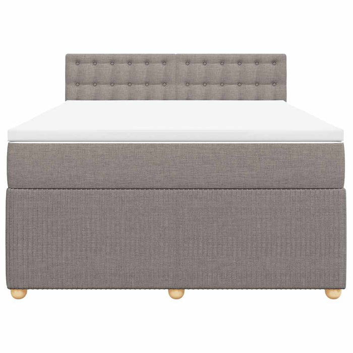 Pat box spring cu saltea, gri taupe, 160x200 cm material textil - WALTI WALTI