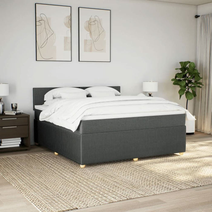 Pat box spring cu saltea, gri închis, 180x200 cm, textil - WALTI WALTI