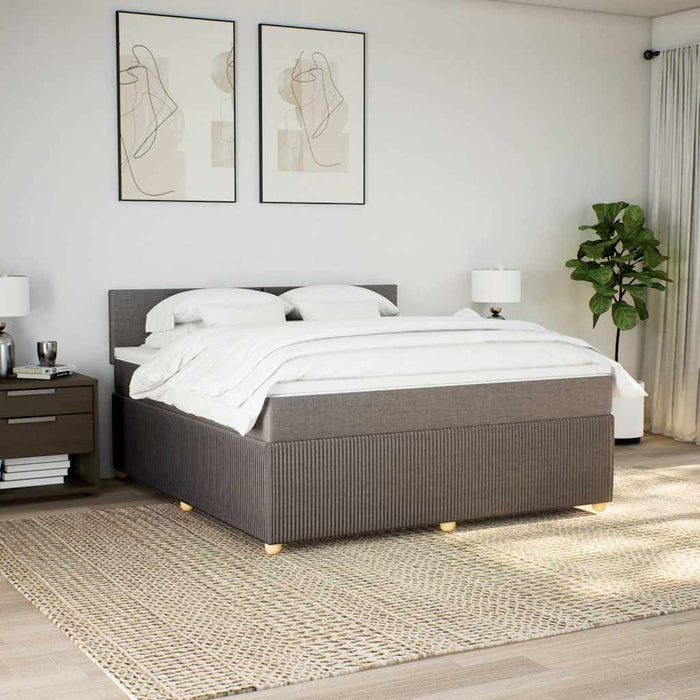 Pat continental cu saltea, gri taupe, 180x200 cm, textil - WALTI WALTI