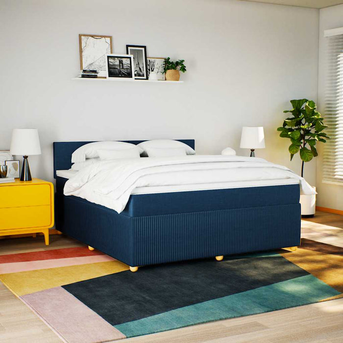 Pat box spring cu saltea, albastru, 180x200 cm, material textil - WALTI WALTI
