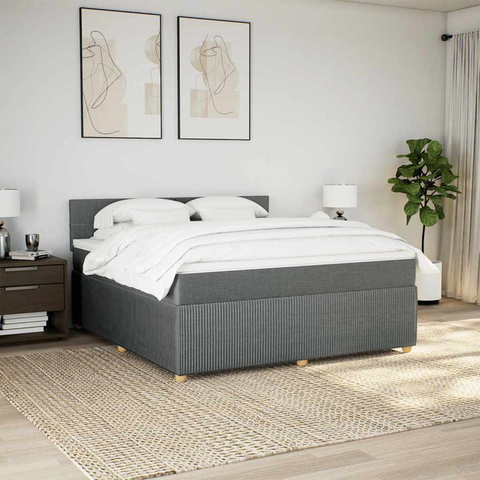 Pat box spring cu saltea, gri închis, 180x200 cm, textil - WALTI WALTI