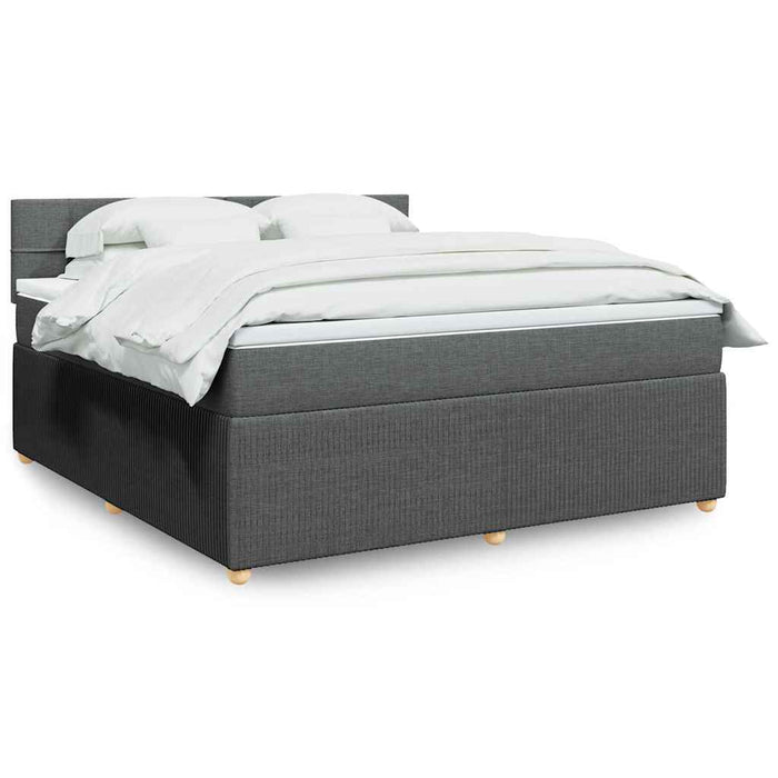 Pat box spring cu saltea, gri închis, 180x200 cm, textil - WALTI WALTI