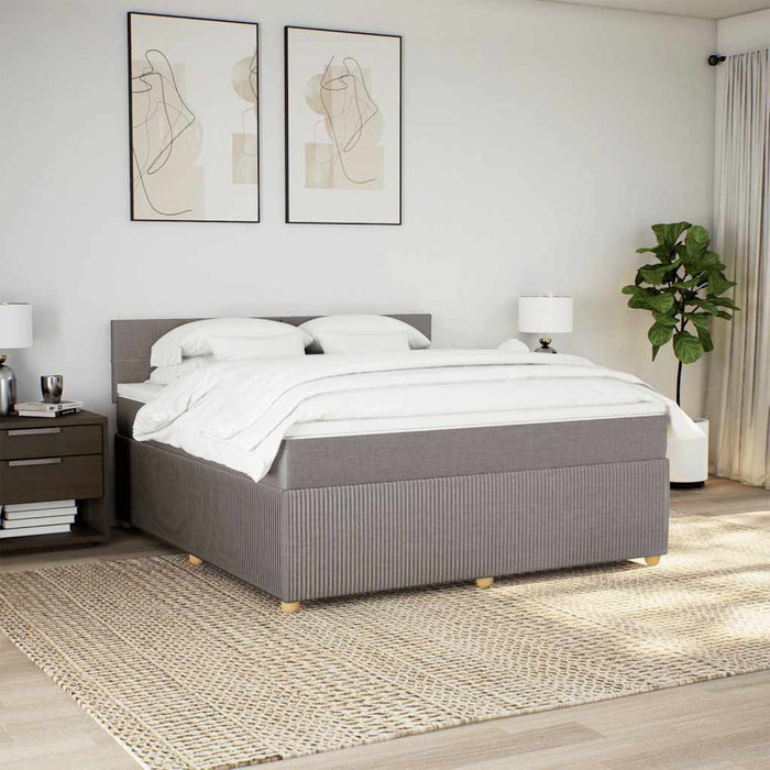 Pat continental cu saltea, gri taupe, 180x200 cm, textil - WALTI WALTI