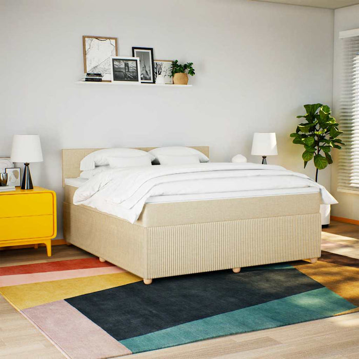 Pat continental cu saltea, crem, 180x200 cm, textil WALTI