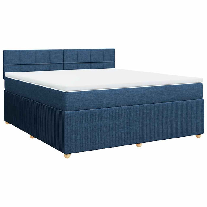 Pat box spring cu saltea, albastru, 180x200 cm, material textil - WALTI WALTI