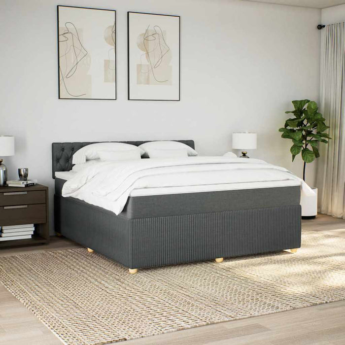 Pat box spring cu saltea, gri închis, 180x200 cm, textil - WALTI WALTI