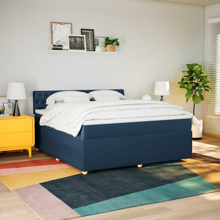 Pat box spring cu saltea, albastru, 180x200 cm, material textil - WALTI WALTI