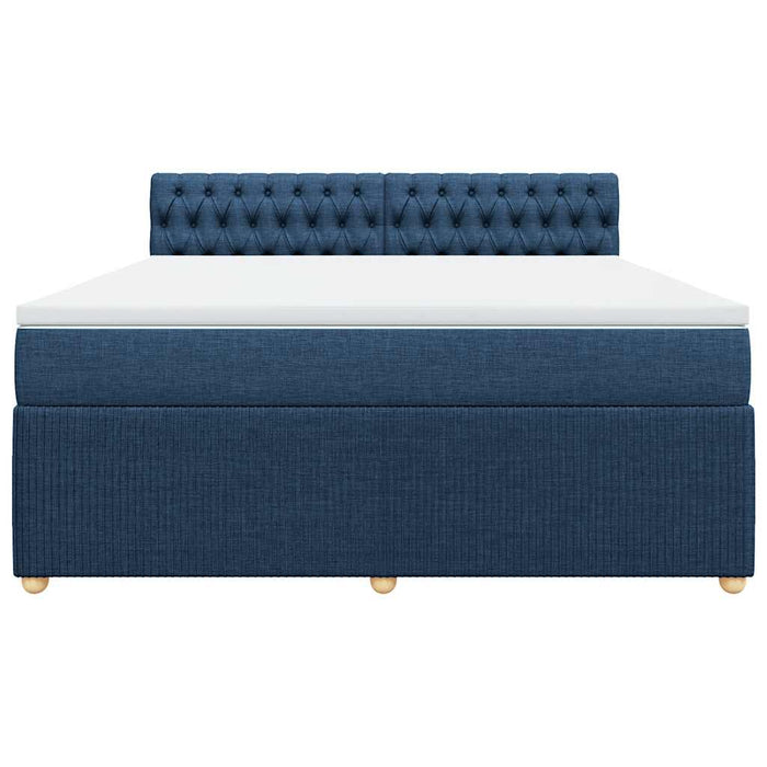 Pat box spring cu saltea, albastru, 180x200 cm, material textil - WALTI WALTI