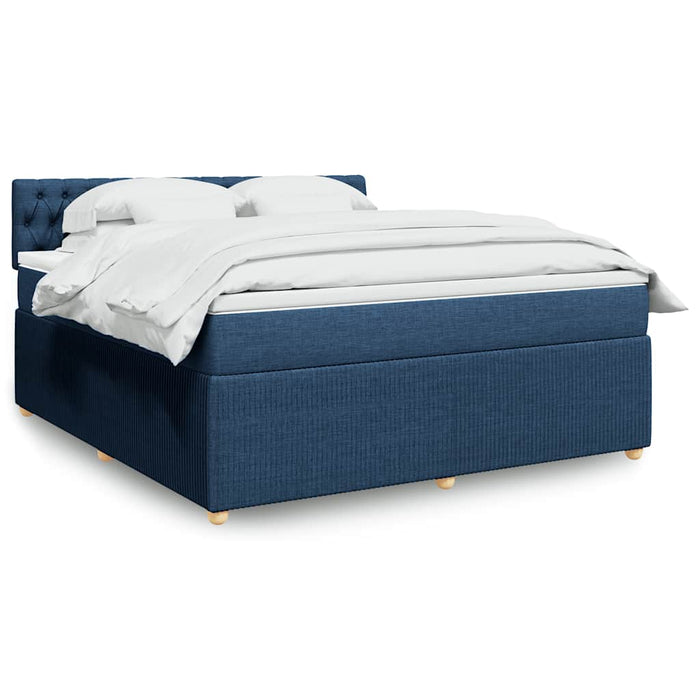 Pat box spring cu saltea, albastru, 180x200 cm, material textil - WALTI WALTI