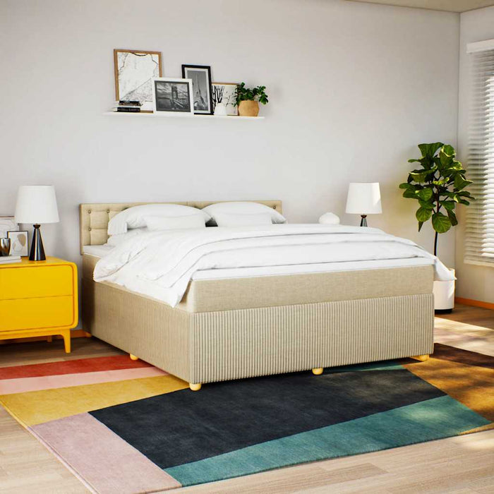 Pat continental cu saltea, crem, 180x200 cm, textil - WALTI WALTI