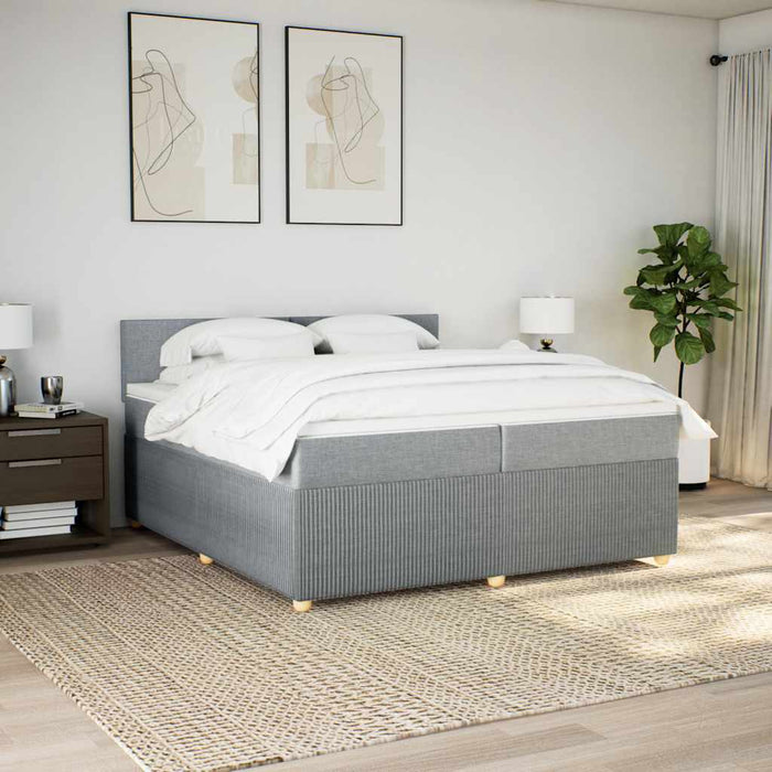 Pat box spring cu saltea, gri deschis, 200x200 cm, textil - WALTI WALTI
