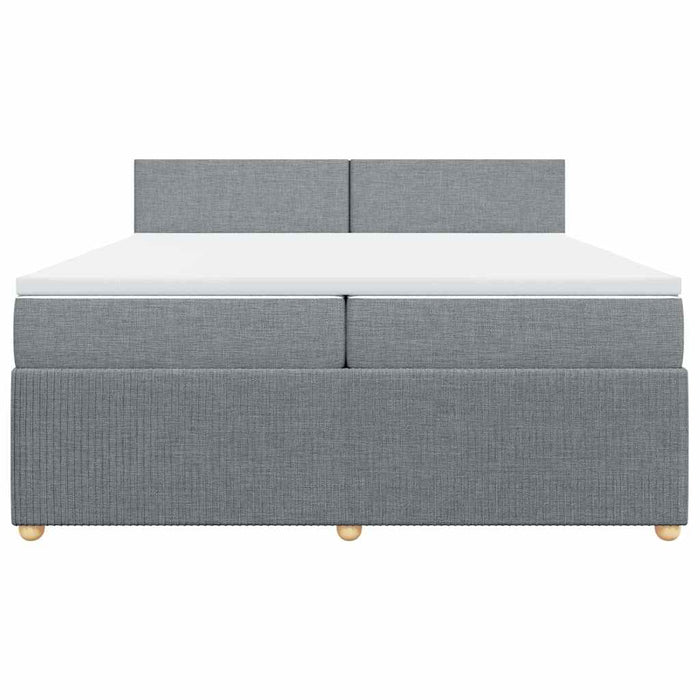 Pat box spring cu saltea, gri deschis, 200x200 cm, textil - WALTI WALTI