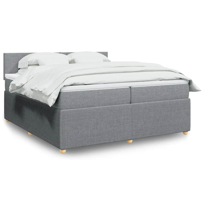 Pat box spring cu saltea, gri deschis, 200x200 cm, textil - WALTI WALTI