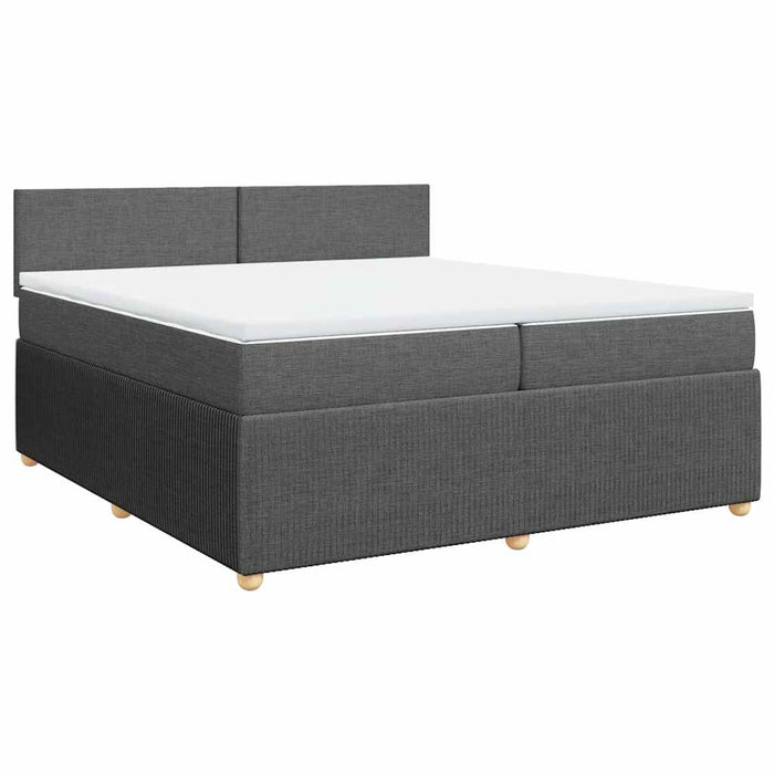 Pat box spring cu saltea, gri închis, 200x200 cm, textil - WALTI WALTI