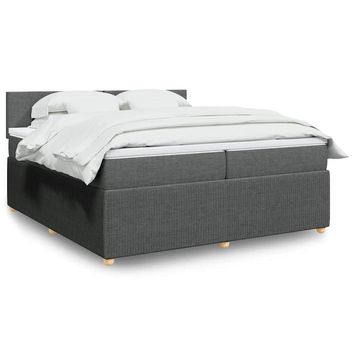 Pat box spring cu saltea, gri închis, 200x200 cm, textil - WALTI WALTI