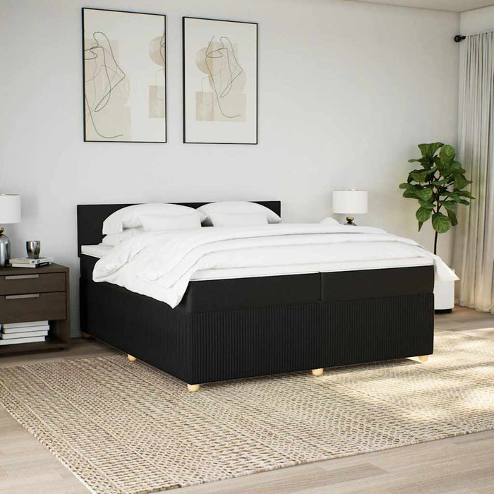 Pat box spring cu saltea, negru, 200x200 cm, textil - WALTI WALTI