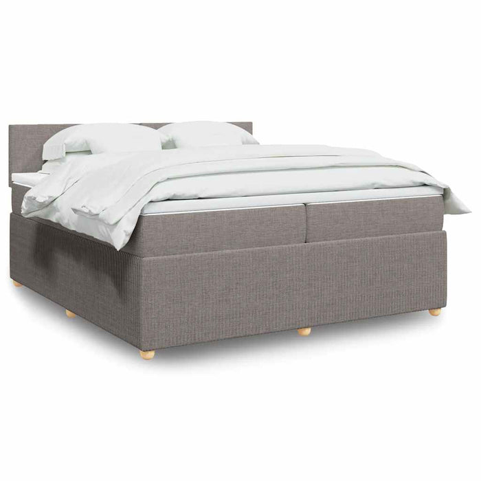 Pat box spring cu saltea, gri taupe, 200x200 cm, textil - WALTI WALTI