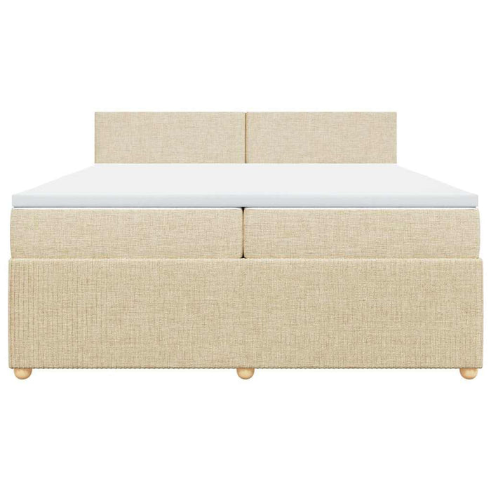 Pat box spring cu saltea, crem, 200x200 cm, textil - WALTI WALTI