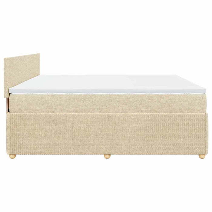Pat box spring cu saltea, crem, 200x200 cm, textil - WALTI WALTI