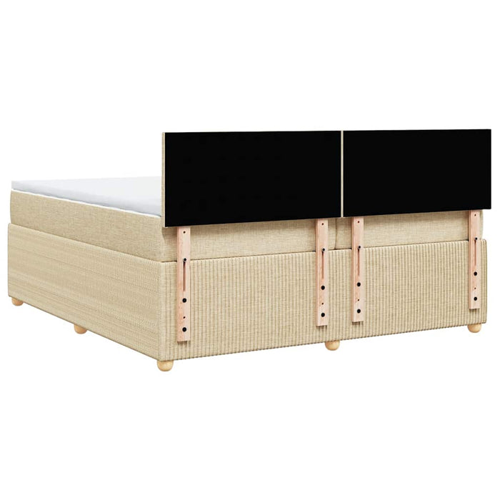 Pat box spring cu saltea, crem, 200x200 cm, textil - WALTI WALTI
