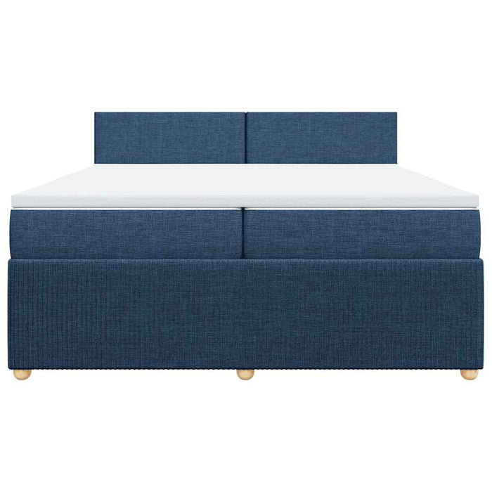 Pat box spring cu saltea, albastru, 200x200 cm, textil - WALTI WALTI
