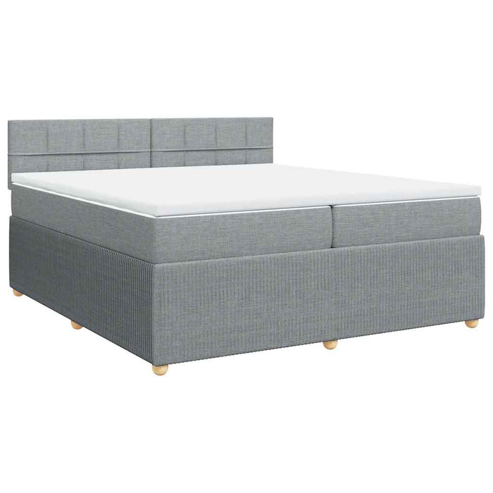 Pat box spring cu saltea, gri deschis, 200x200 cm, textil - WALTI WALTI