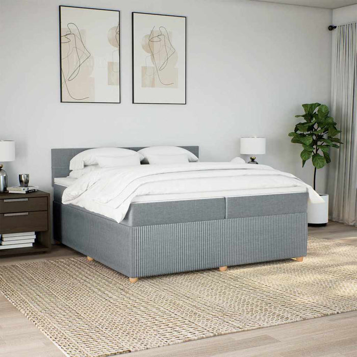 Pat box spring cu saltea, gri deschis, 200x200 cm, textil - WALTI WALTI