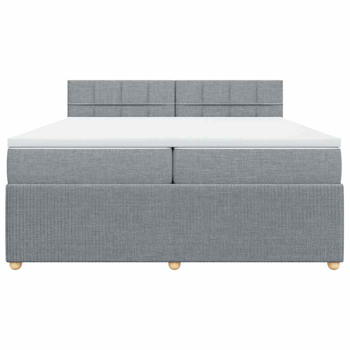 Pat box spring cu saltea, gri deschis, 200x200 cm, textil - WALTI WALTI