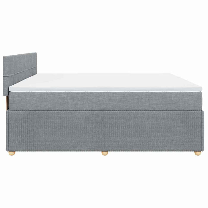 Pat box spring cu saltea, gri deschis, 200x200 cm, textil - WALTI WALTI