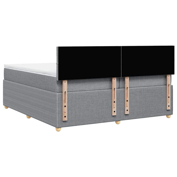 Pat box spring cu saltea, gri deschis, 200x200 cm, textil - WALTI WALTI