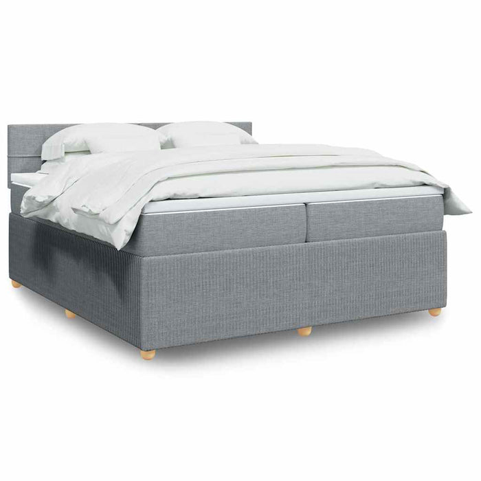 Pat box spring cu saltea, gri deschis, 200x200 cm, textil - WALTI WALTI
