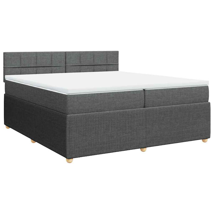 Pat box spring cu saltea, gri închis, 200x200 cm, textil - WALTI WALTI