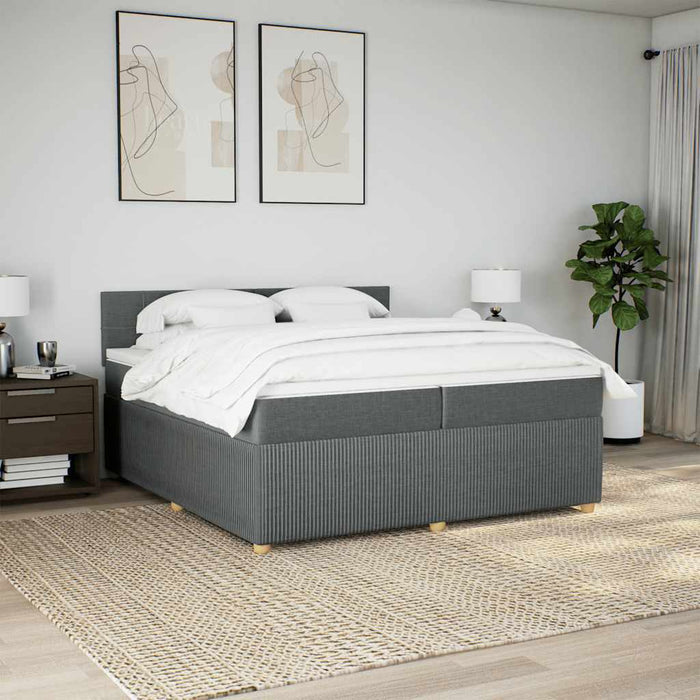 Pat box spring cu saltea, gri închis, 200x200 cm, textil - WALTI WALTI