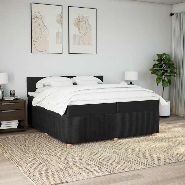 Pat box spring cu saltea, negru, 200x200 cm, textil - WALTI WALTI