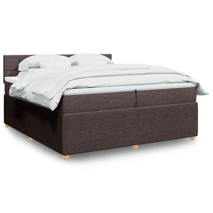 Pat box spring cu saltea, maro închis, 200x200 cm, textil - WALTI WALTI